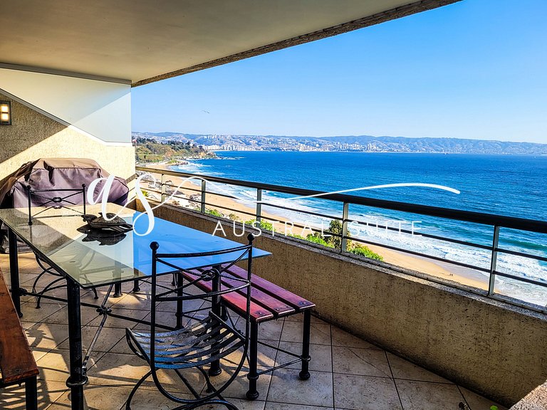 Amplo apartamento com vista para Praia Reñaca